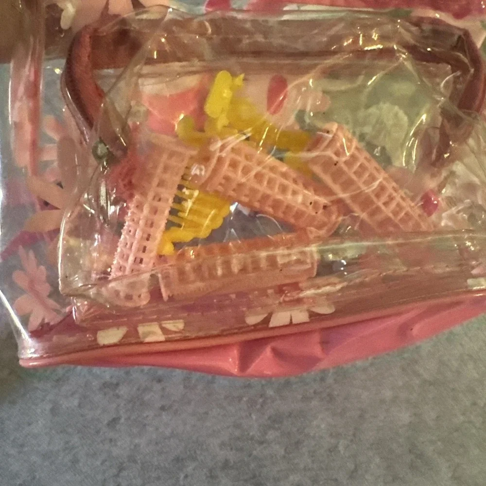Vintage JC Toys Baby Doll Care Set Clear Bag/backpack With 4 Baby PJ's & Blanket